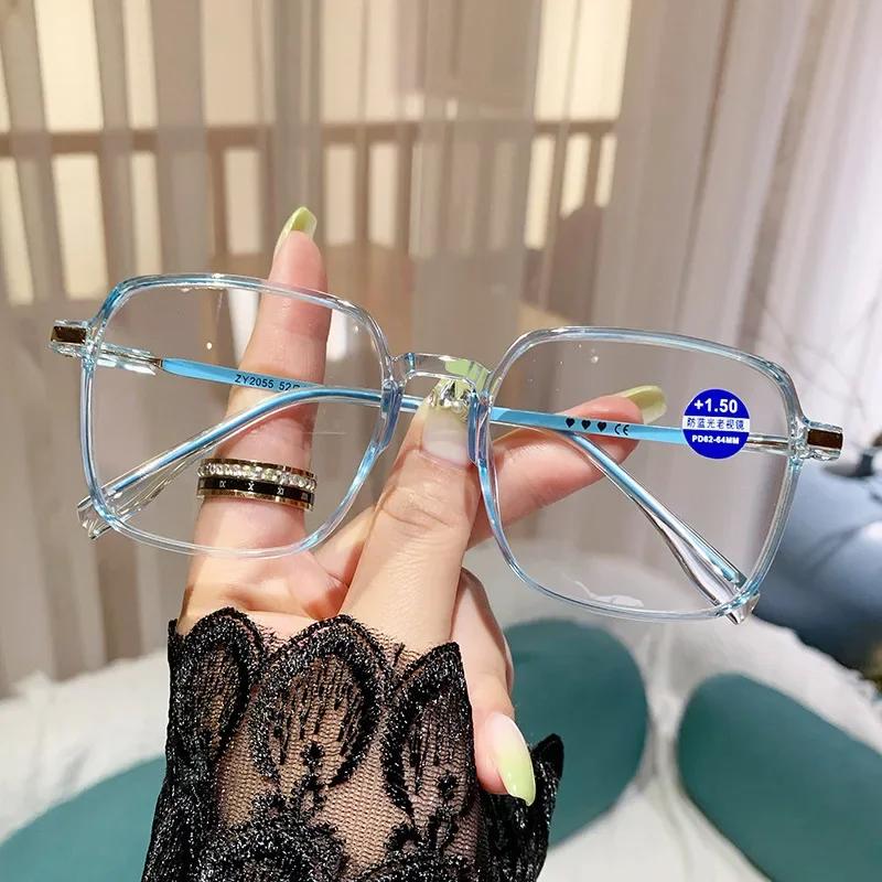 Big Frame Computer Men and Women Eyewear Square Blue Light Blocking Glasses Black Oversized Optical Eyeglasses Vision Spectacles