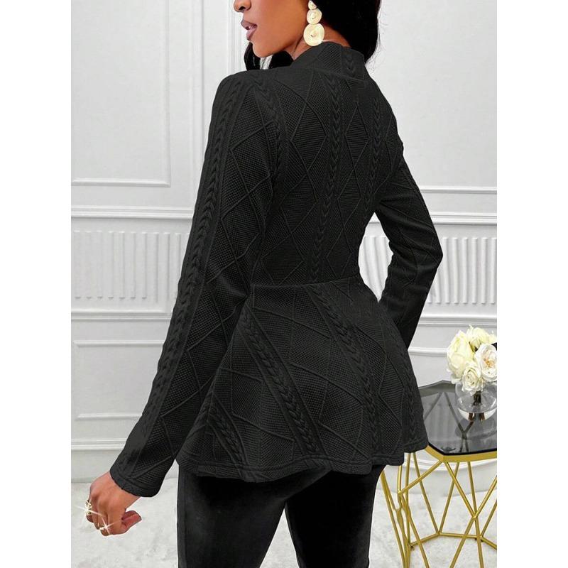 Autumn and Winter Women's New Thickened Jacquard Texture Single-button Slim Long-sleeved Jacket