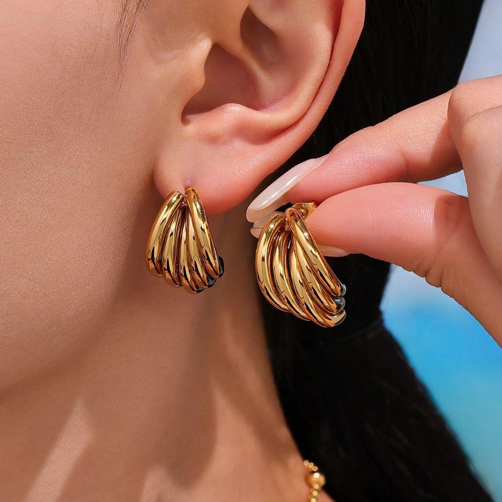 Waterproof Gold Plated Earrings 18k Gold Plated Stainless Steel Earrings  Fashion Accessories