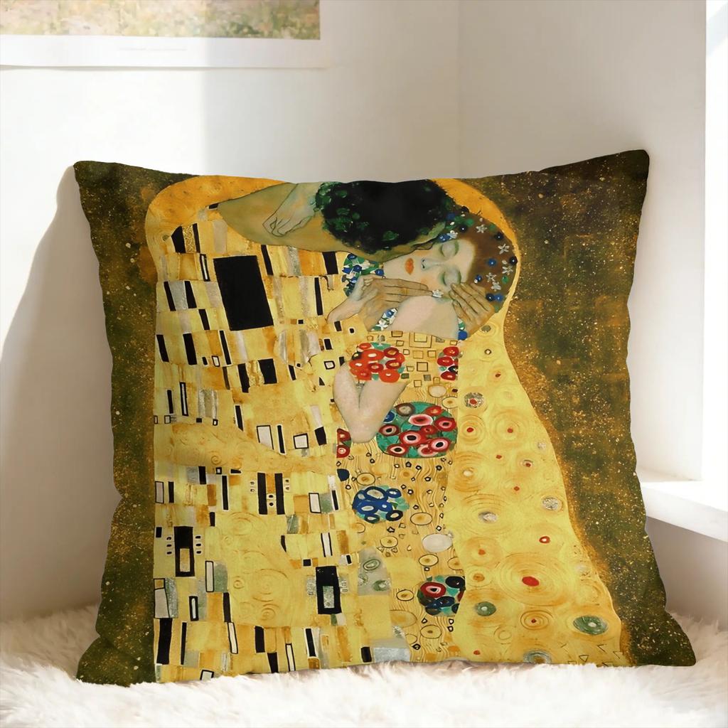 Gustav Klimt Kunst Kissenbezug Druck Kissenbezug Neuheit Kissenhülle für Sofa Couch Bett Wohnzimmer