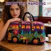 Bolsa de Lona Acolchada con Estampado de Autobús y Naturaleza Gran Capacidad para Viaje con Bordado Floral y de Diseño para Mujeres y Hombres