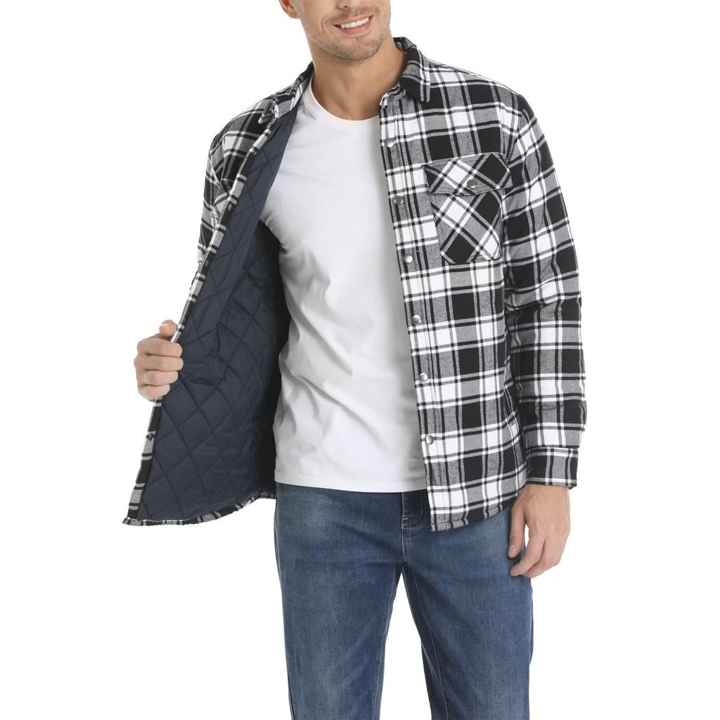 Herren Herbst/Winter Langarm Revers Plaid H Verdickte Hemdjacke