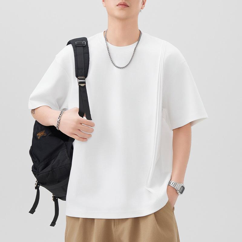 Short-sleeved T-shirt Men's Design Five-point Sleeve T-shirt In Summer New Japanese Retro Solid Color