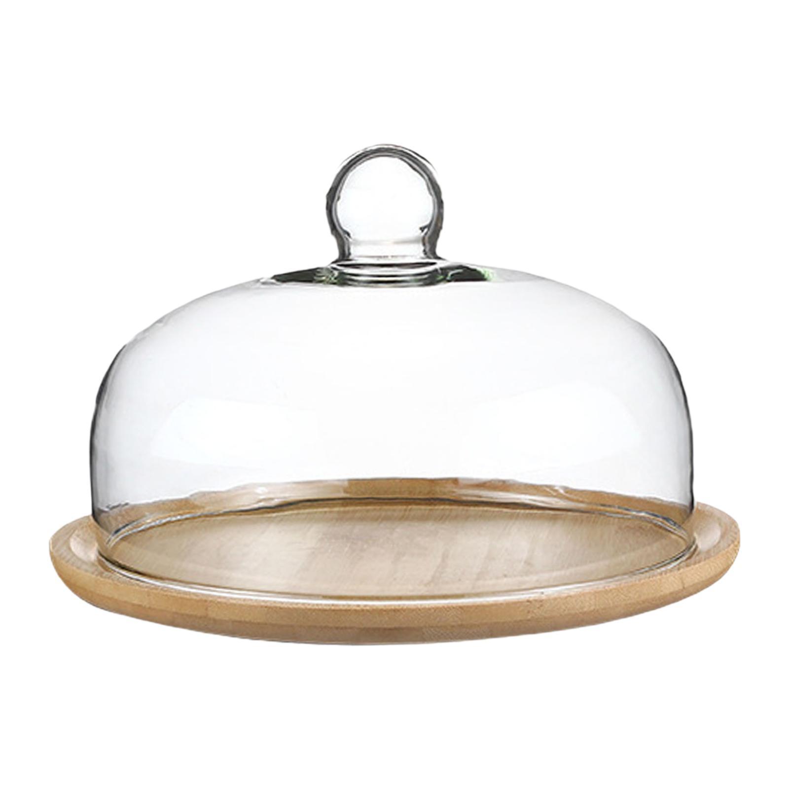 

Bamboo Cake Stand with Dome Fruit Dessert Plate Dessert Serving Plate for Shop Display Cookies Party Kitchen Restaurants