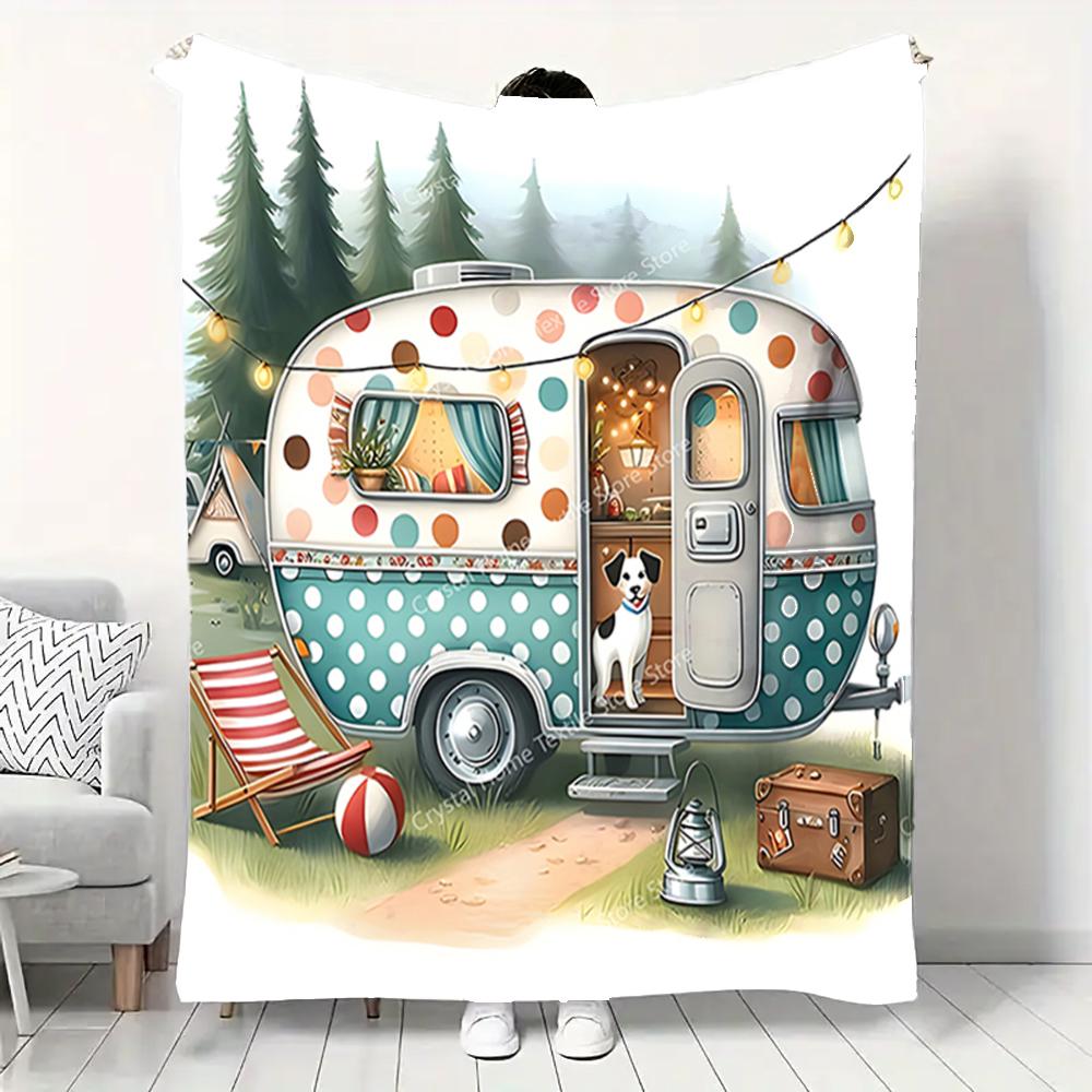 Traffic Series Camper Van Soft Flannel Blanket,Keep Warm Throw Blanket Comfortable Blanket for Picnic Bed Sofa Home Bedroom Kids