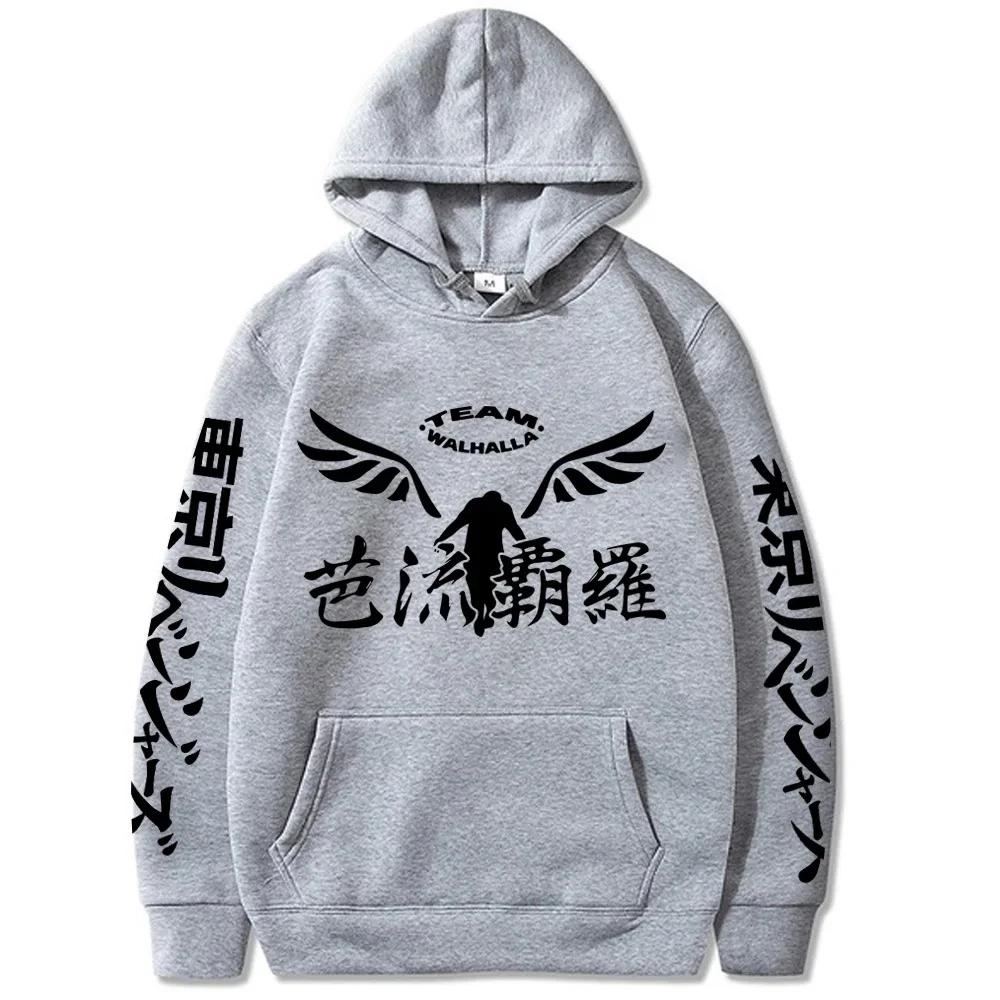 Autumn and Winter Anime Gambar Valhalla Logo Printed Hoodie Neutral Fashion Sports and Leisure Street Wear Pure Cotton Hoodie