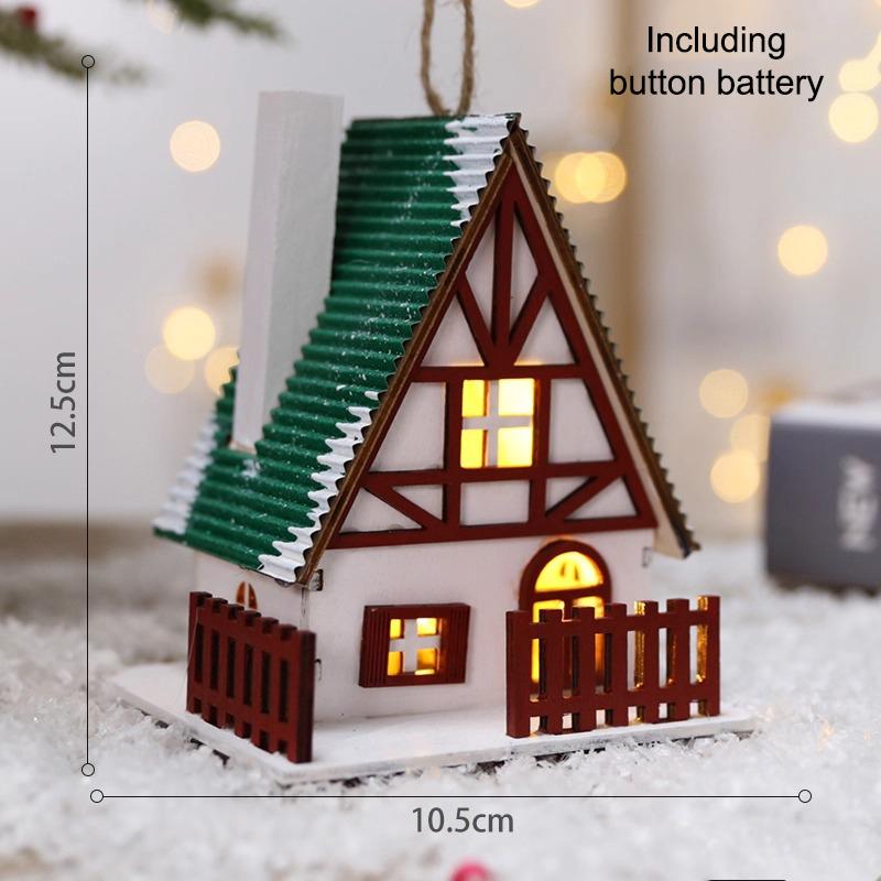 Led Ahşap Noel Evi Mini Noel Kar Evleri Ahşap Kış Köyü Bina Figürinleri Masa Süsleri Tatil Partisi Dekoru