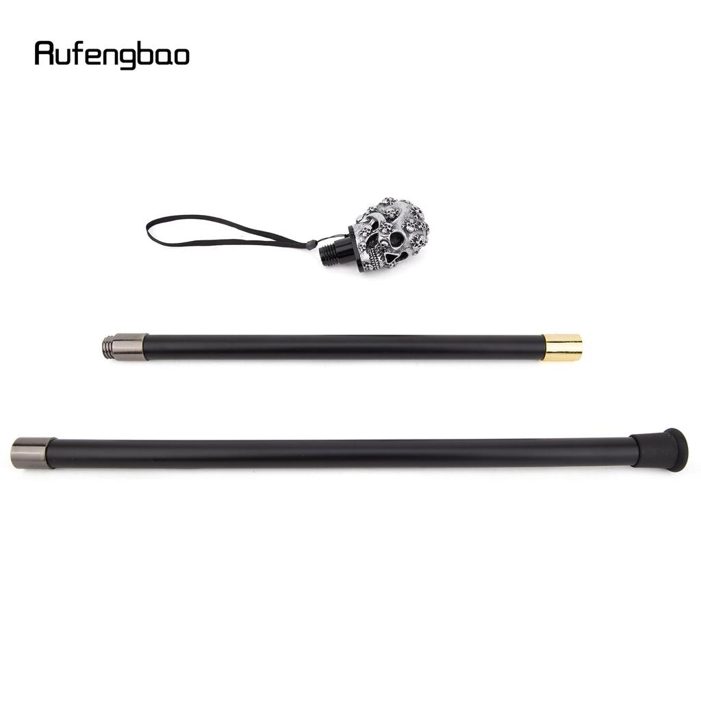 Silver Resin Skull Head Walking Cane Fashion Decorative Steel Stick Gentleman Elegant Cosplay Cane Knob Crosier 93cm