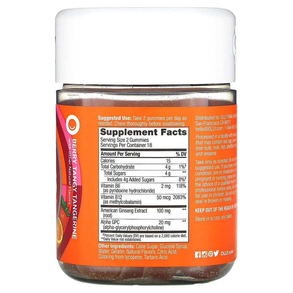 Laser Focus Gummy Jelly, Berry Tangy Tangerine, 36 Gummy Jelly