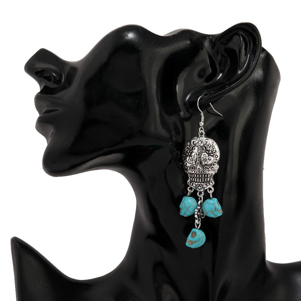 Skeleton Long Retro Earrings With Electroplating For Female Halloween Costume Accessory