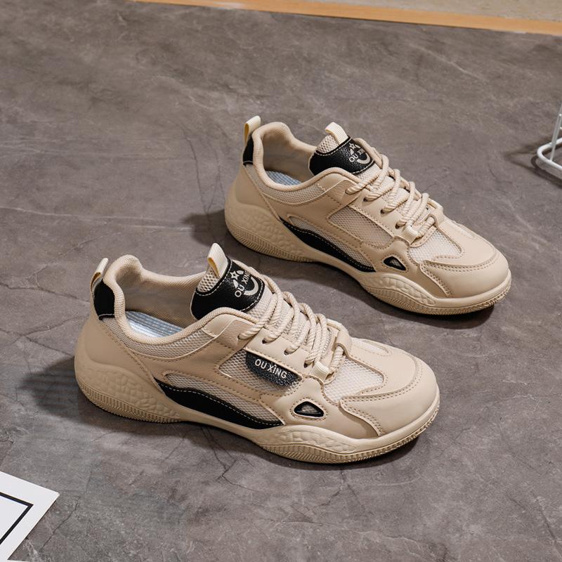 2025 summer new Korean ins breathable little white shoes women's hollow casual board shoes thick-soled versatile muffin shoes foreign style