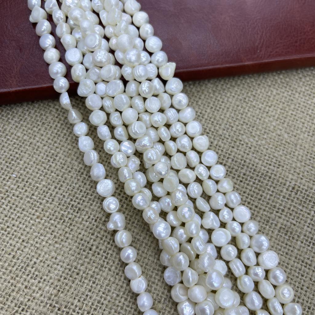 1String, Baroque White Natural Freshwater Pearls, Straight Hole Nugget Pearl Beads for Jewelry Making DIY Crafts Length 36cm)
