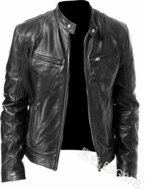 Autumn and winter spot new business pu rest leather jacket business gentleman thermal zipper cardigan decoration