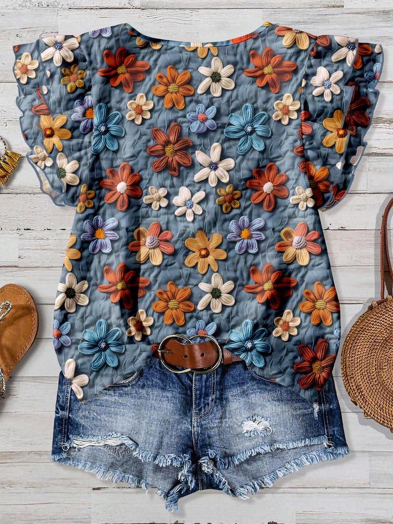 Available: 2026 Plus Size Women's 3D Printed Casual Summer Shirt, European & American Style.