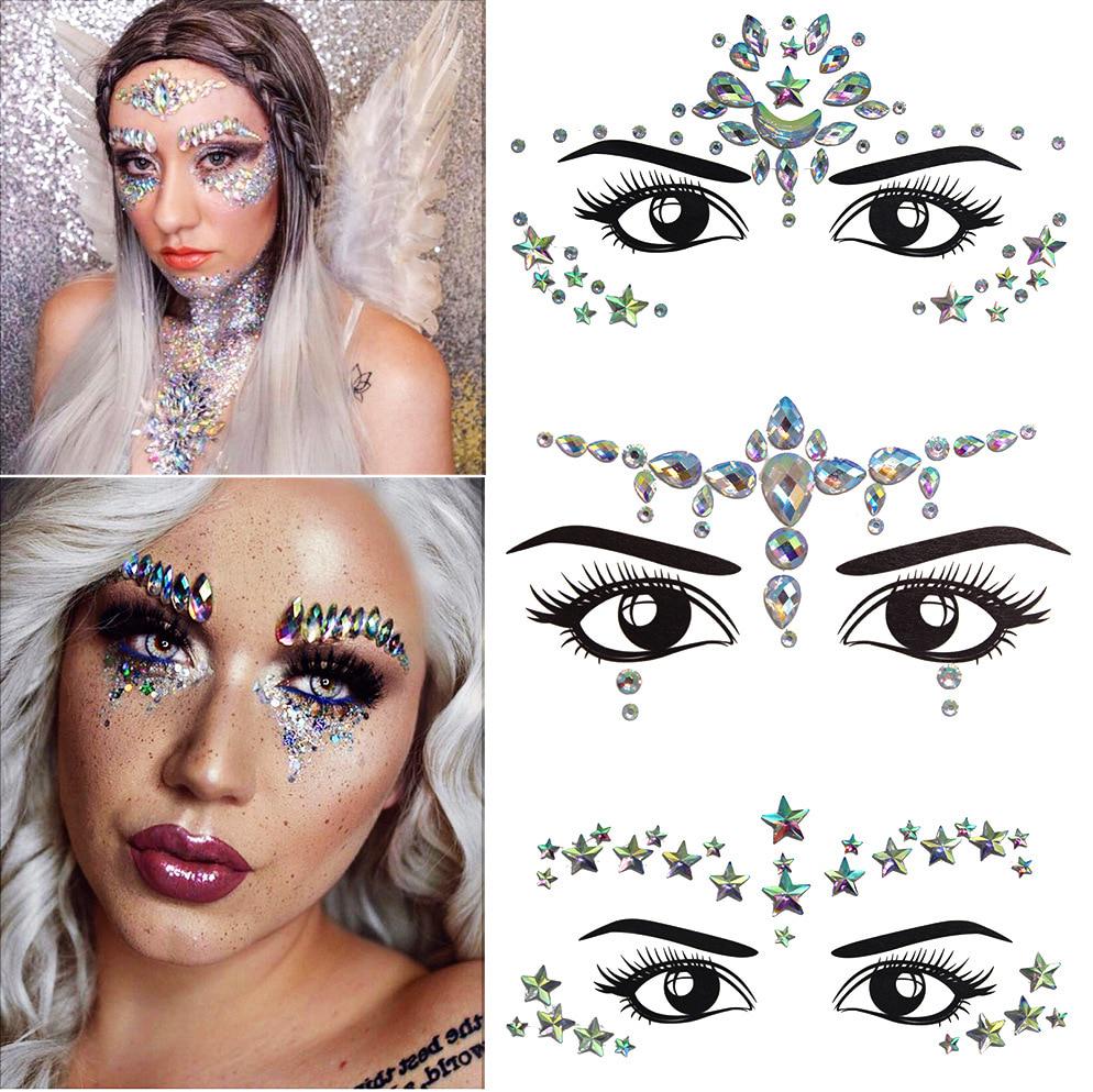 Buy Glitter Face Jewelry Sticker Rhinestone Temporary Tattoo Party