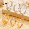 Alloy Earrings 3Pcs Round Hoop Classic Fashion with Diamond-encrusted Spring-Lock Closure Versatile Stackable Jewelry for Women