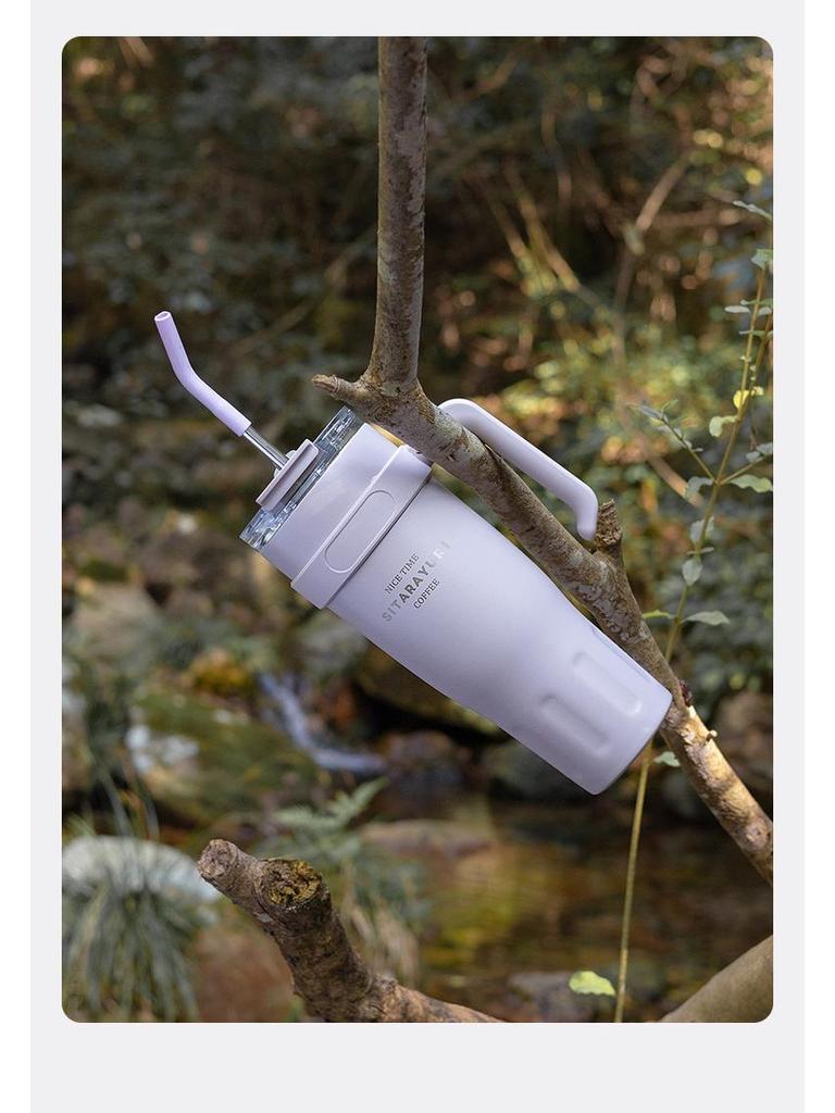 SITARAYURI Eisthermoskanne aus Edelstahl mit großem Fassungsvermögen und Strohhalm