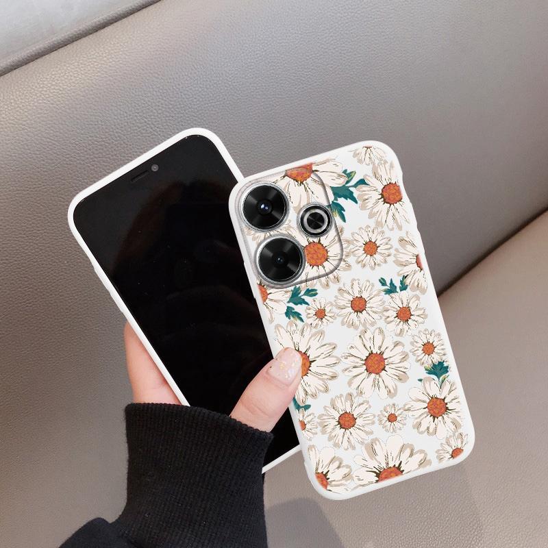 Daisy Flower Soft Silicone Case For Samsung A55 A35 M35 S24 Xiaomi Redmi Note 13 Pro 14 Poco C65 iPhone Huawei Honor 90 Realme Camera Shockproof Cover