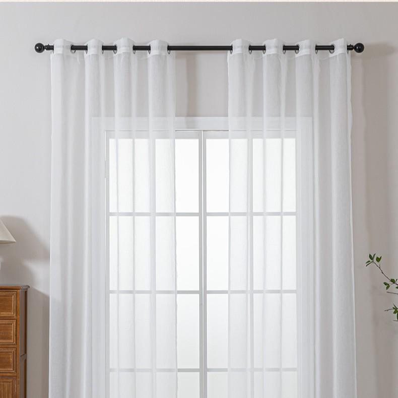 Cremefarbene Leinenmischung Transparente Vorhänge für Schlafzimmer und Wohnzimmer