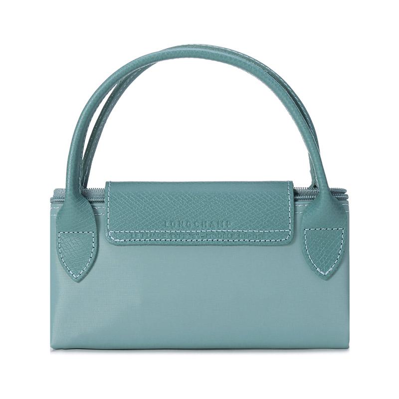 Longchamp Le Pliage Green Recycled Canvas With Leather Handbag Small Women's Lake Blue 1621919P65