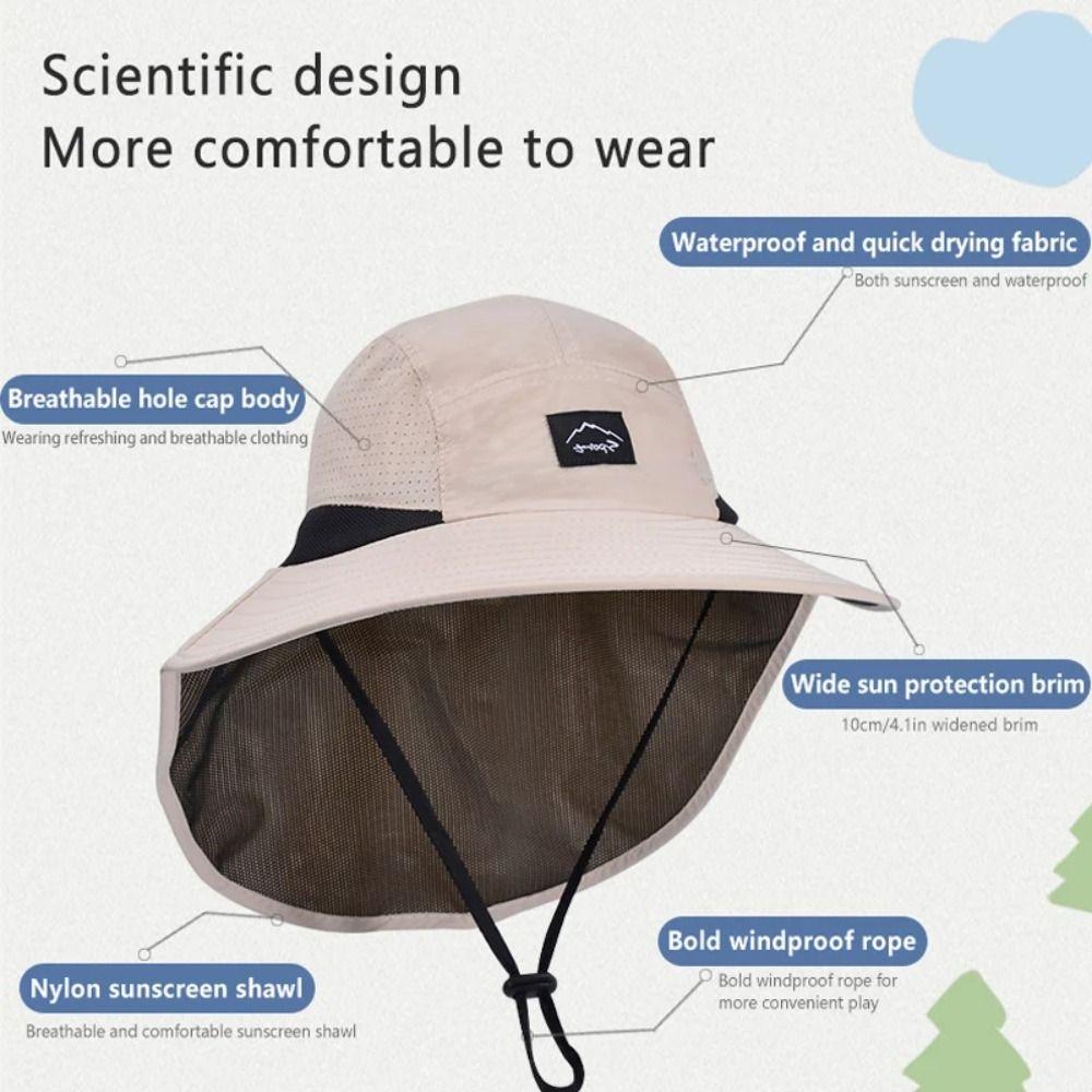 Neck Ear Cover Children's Summer Hat Big Brim Shawl Kids Beach Caps  Outdoor Traveling