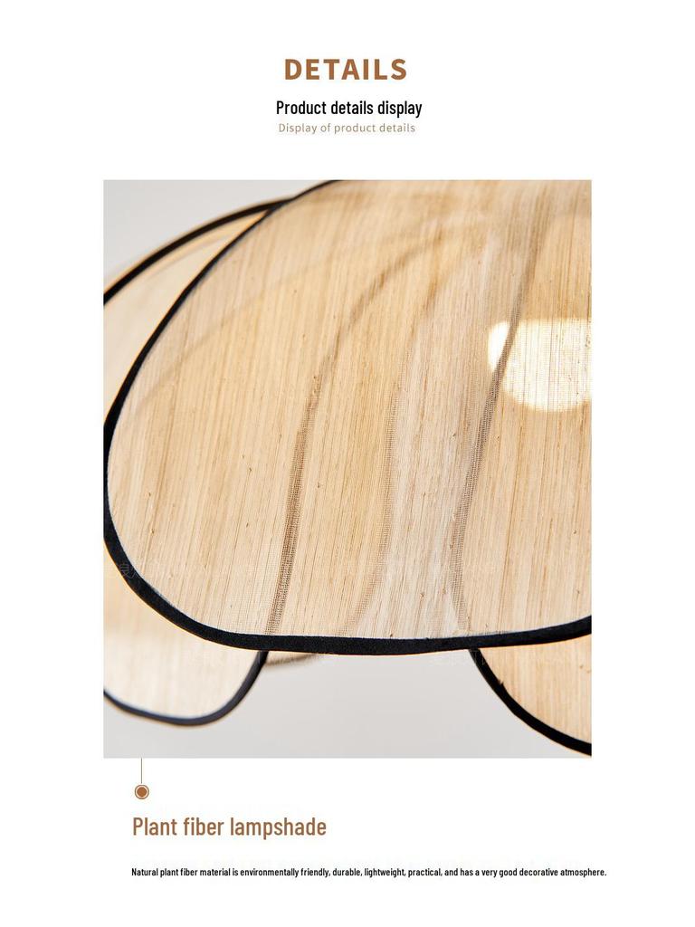Minimalist Japanese Retro Rattan Petal Chandelier for Home and Tea Rooms