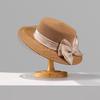 Hepburn Style Mesh Straw Hat For Women, French White Flat Top Sun Cap, Summer New Sun Protection Fedora