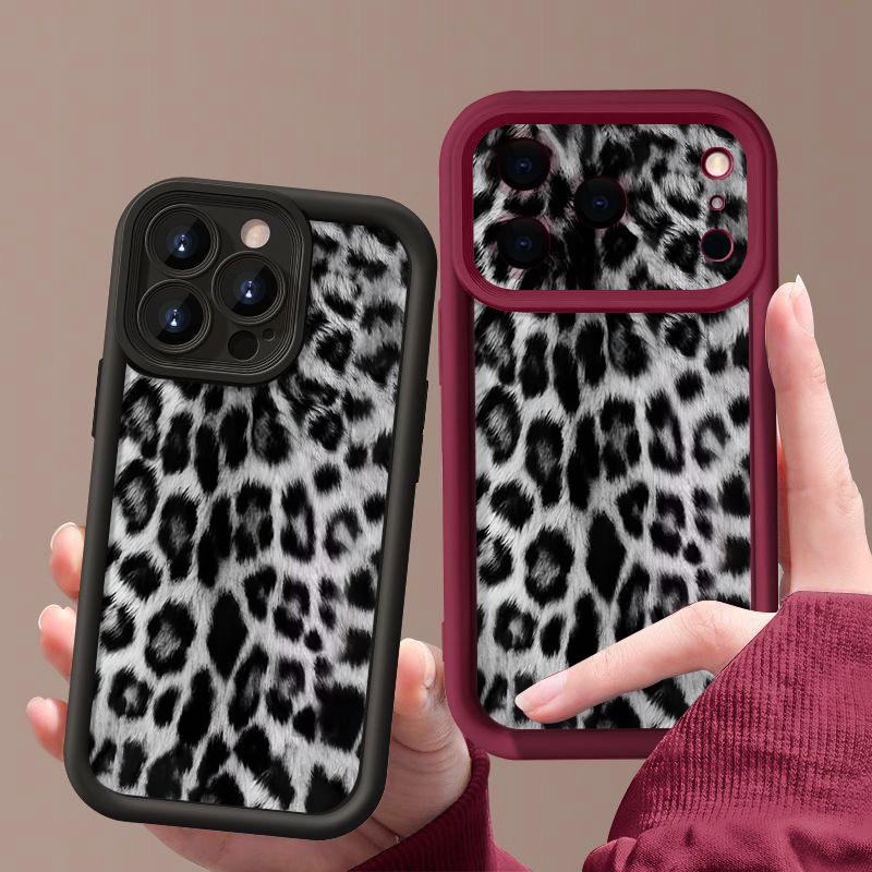 Snow Leopard Print Soft TPU Phone Case For iPhone Air 16e 17 16 15 14 Pro Max 13 12 Pro 15 16 14 Plus Shockproof Silicone Cover