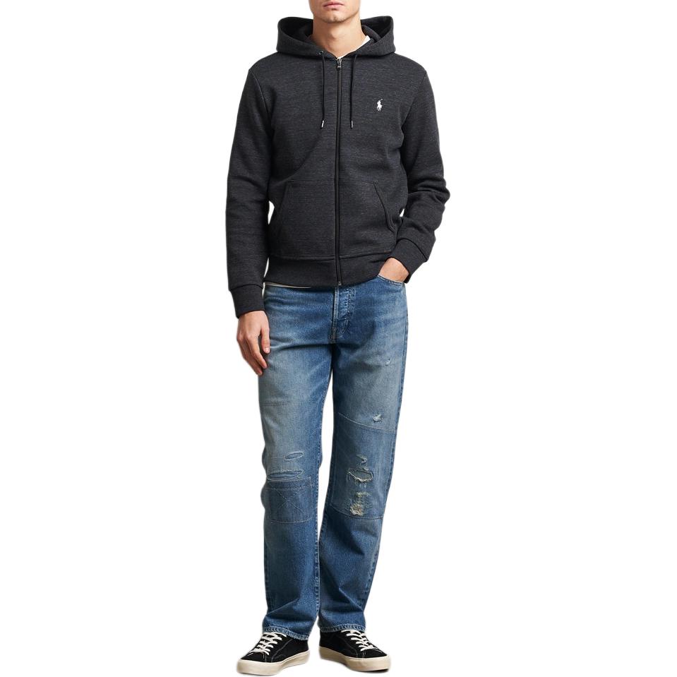 Pánská bunda s kapucí a zipem s dlouhým rukávem Polo Ralph Lauren s logem černá 710881517-052