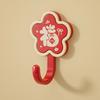 4Pcs Red Flower Adhesive Hooks Good Luck Bathroom Hooks Chinese Style Wall Hooks for Coats Hats Keys Kitchen Entryway