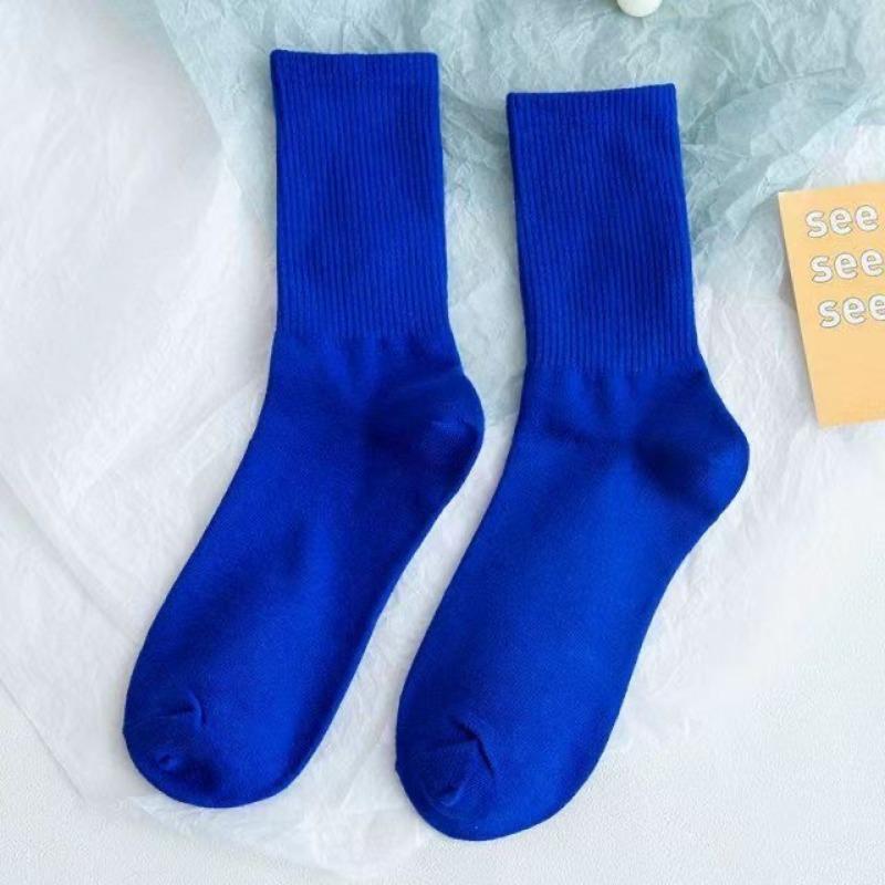 Lady Spring Solid Color Candy Color High Rubber Band Medium Tube Pile Socks