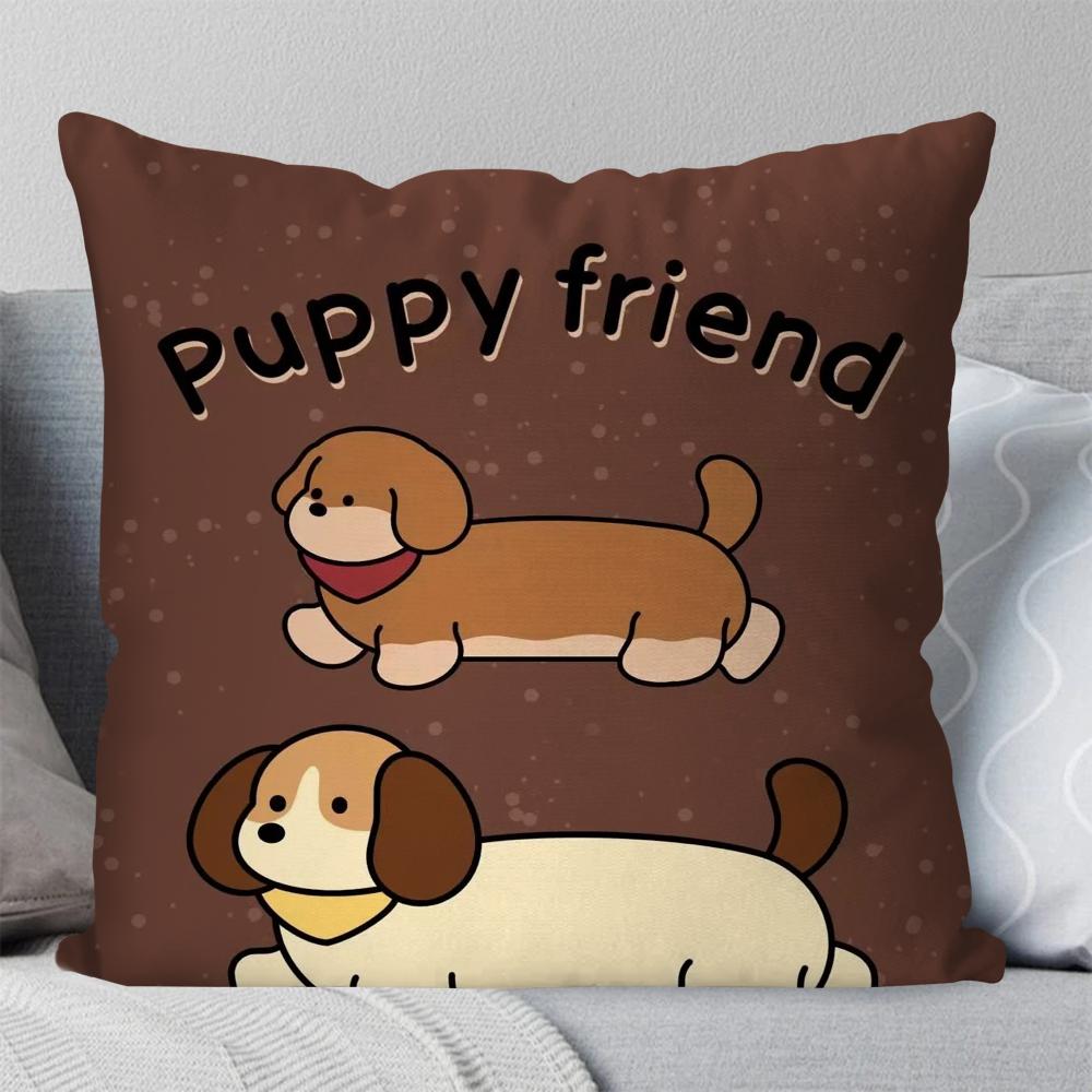 

1pc Sausage Dog Cartoon Animation Pillow Case Square Pillow BedroomSofaLeisureComfortCushionCarLiving Room Home Decoration 40X40 16x16Inch