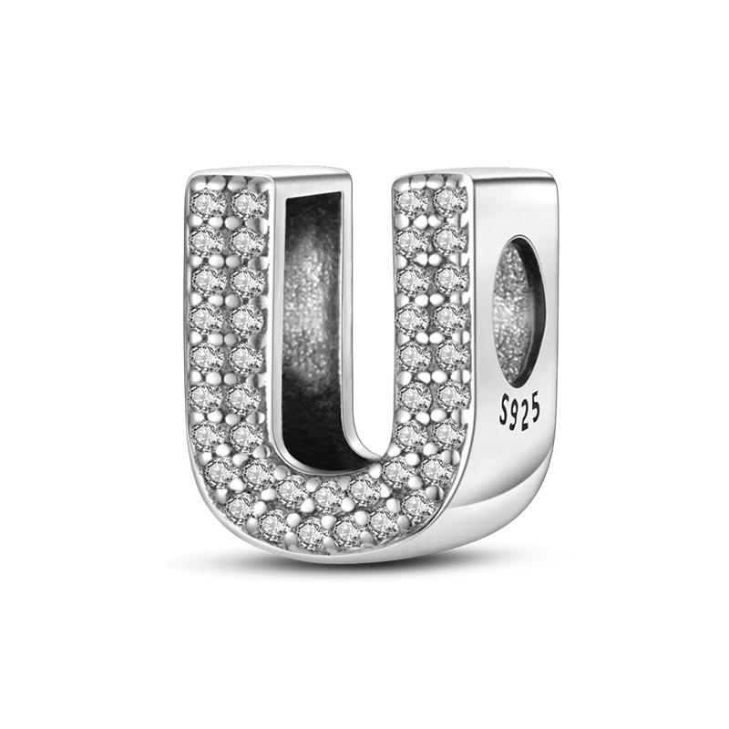 Copper Metal A-Z Alphabet Charm Bead Components Compatible With Authentic Original Bangle Bracelet High Quality Fine Jewelry Do It Yourself Bead