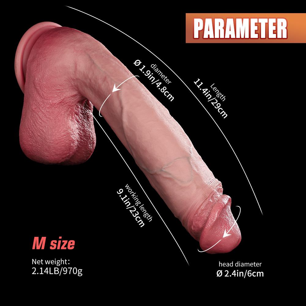 Liquid Silicone Lifelike Penis for G Spot & Anal Play Thick Soft Silicone Dildo Sex Toy with Strong Suction Cup, Hands-Free Adult Sex Toy