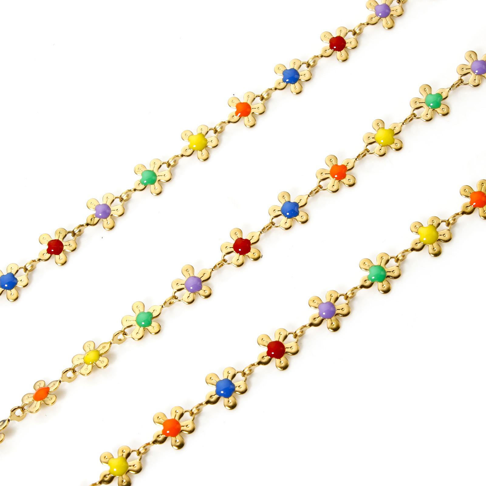

1 Meter Valentine s Day Flower Heart Flower Tree Link Chain Colorful Stainless Steel For Handmade Jewelry Making Bracelet DIY