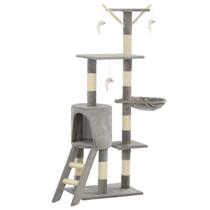 VidaXL Arbre à chat avec griffoirs en sisal 138 cm Gris 170578