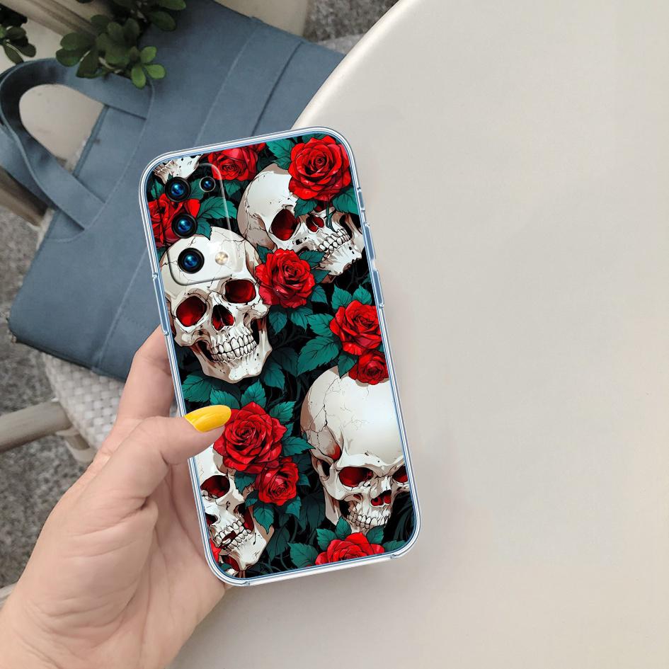 FM46 Skeleton Skull Soft Shell Transparent Phone Case for Motorola Moto G7 G8 G9 G84 G85 G73 G24 G15 Z2 Play Power Plus