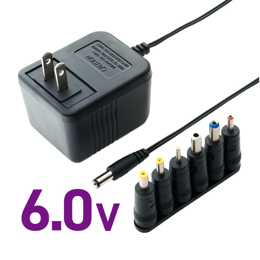 Miyoshi MCO ACDC-Adapter, Geräuscharm, Transformator-Typ, Enthält 6 Steckertypen, Eingebauter Ausgangsspannungsstabilisator, 6,0V Ausgang, 700mA Ausgang, 1,8m