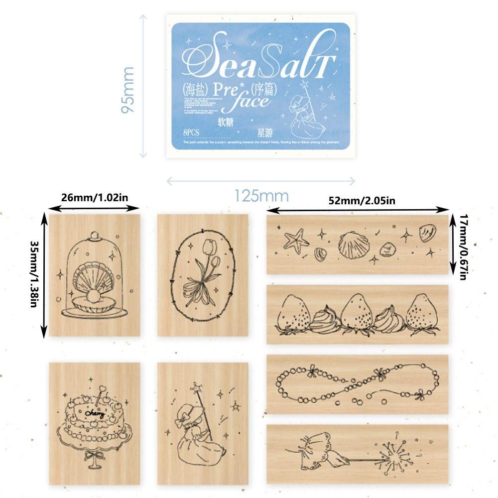 Cute Wood Stamp Artistic Style Minimalist Girl's Diary Stamp Wooden Forest Style Stationery Stamps