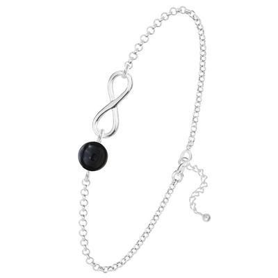 [R0976] - Handmade Silver Bracelet 'Infini' Silver Onyx - 12x10 Mm