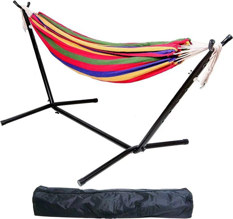 Brazilian Cotton Hammock with Stand, Portable Bag, Indoor/Outdoor, 500lb Capacity
