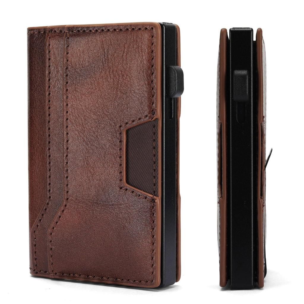 Men's Anti-Theft Genuine Leather Wallet with 20% Fold & Card Storage