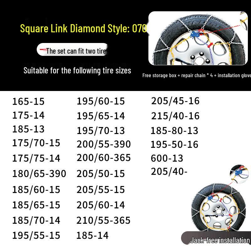 Winter Emergency Stainless Steel Anti-Skid Tire Chains for Cars, Trucks, and Vans