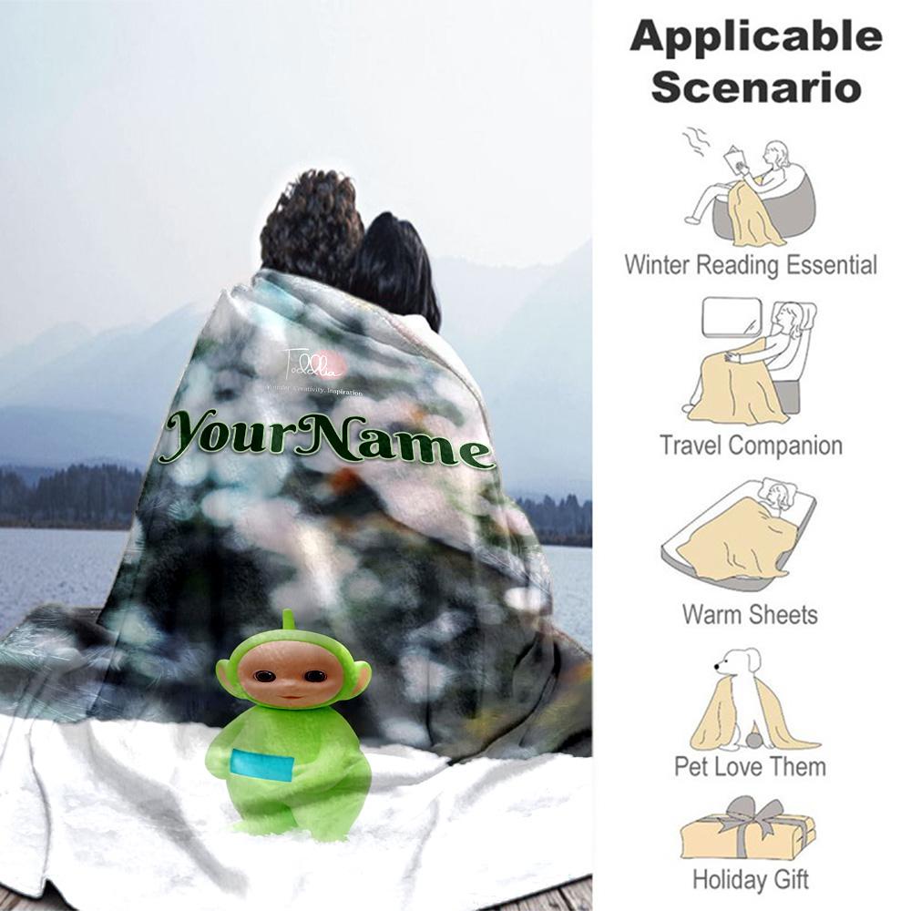Teletubbies Customize Your Name Blanket Gift Customizable Blanket Soft & Cozy Great for Picnics Office Chair Seaside Nap Four Seasons Multipurpose
