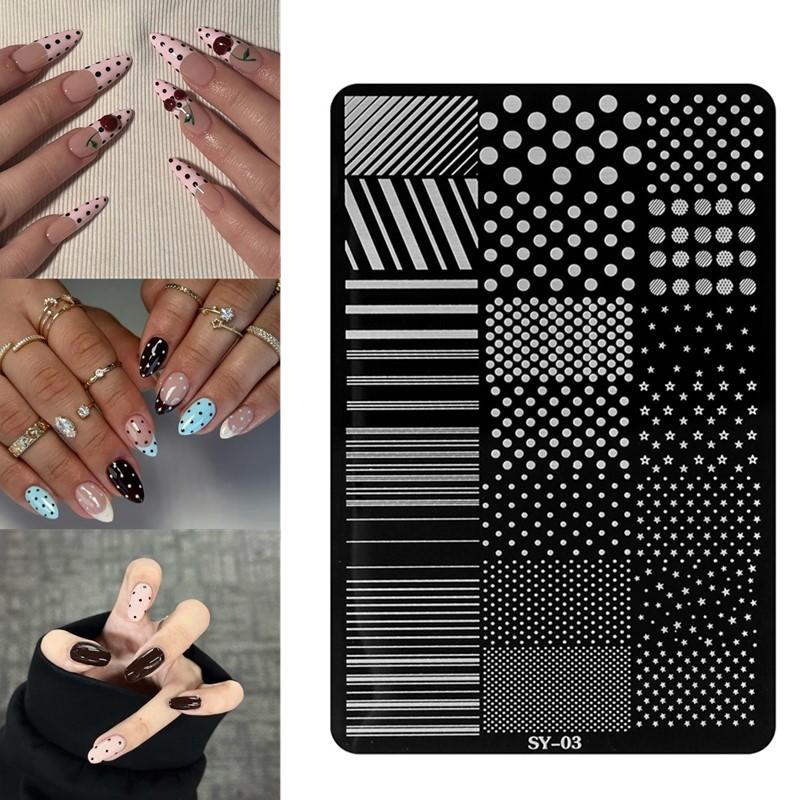 Easy Transfer Nail Art Stamping Plate Stainless Steel Dotting Strip Lines Print Template for Manicure Use