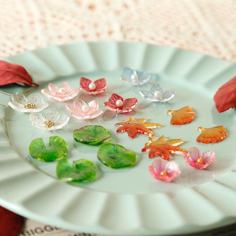 Vintage Flower Hair Clips & Pins - Acrylic Handmade Earring Patches & Jewelry Materials