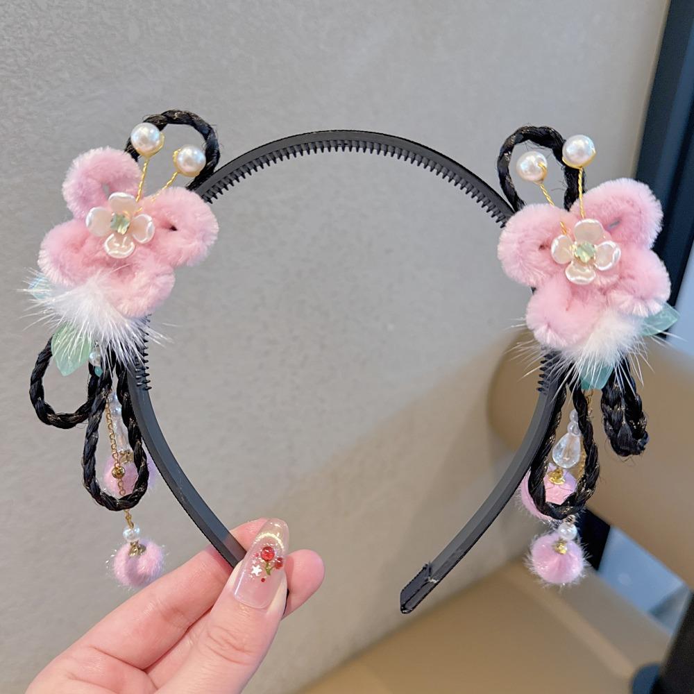 Flower Children Wig Headband Butterfly Hanfu Headwear Lovely Chinese New Year Headwear  Daily