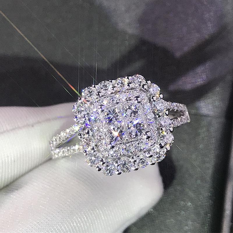 New European American Classic Women's Micro-paved Zircon Wedding Ring - Luxury Shiny Engagement Proposal Hot- Jewelry