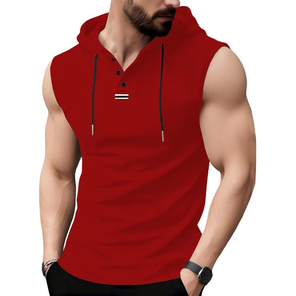 Men's Summer Casual Hooded Pocket Vest Vest Sports Sleeveless Shirt