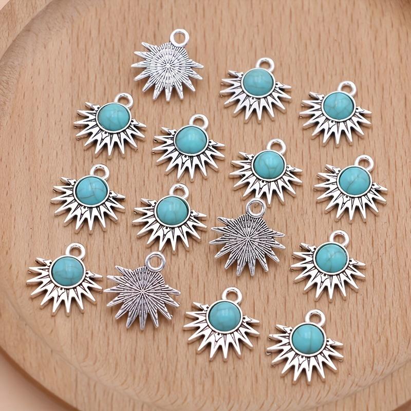 10Pcs Bohemian Fan-Shaped Sun Charms Imitation Turquoise Pendants For Jewelry Making Diy Necklace Bracelet Earrings Key Chain